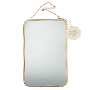 Rex  Hanging Mirror Rectangular Gold Tone 29cm x 19cm