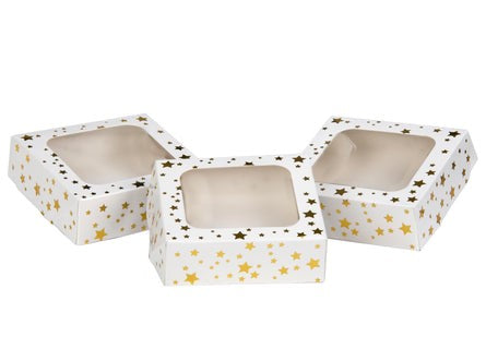 Anniversary House Small Treat Boxes with Window - Gold Star
