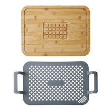 Load image into Gallery viewer, MasterClass 2 Piece Roast And Rest Set With Handles, Silicone Rack Resting Board To Carve and Serve

