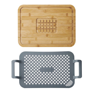 MasterClass 2 Piece Roast And Rest Set With Handles, Silicone Rack Resting Board To Carve and Serve