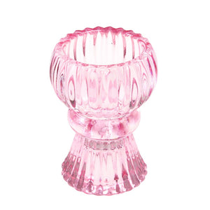 Rex Double Ended Glass Candle Holder - Pink