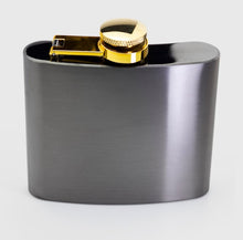 Load image into Gallery viewer, Taylor's Eye Witness Black and Brass Hip Flask - 140ml
