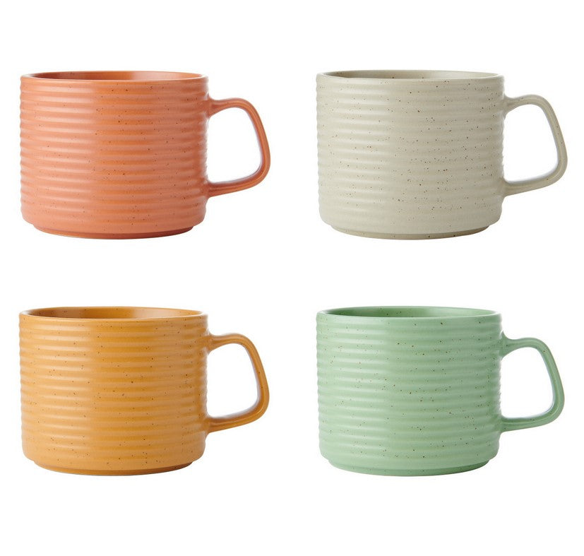 KitchenCraft Idilica Stacking Stoneware Mugs - Set of 4