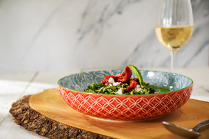 Mikasa Ceramic Bowl, Leaf & Geometric Pattern