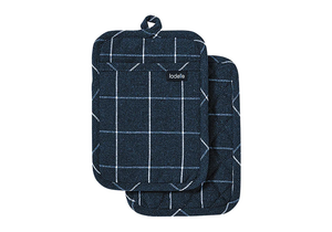 Ladelle Eco Check Pot Holder - Set of 2, Navy