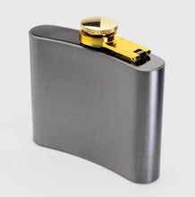 Load image into Gallery viewer, Taylor's Eye Witness Black and Brass Hip Flask - 140ml
