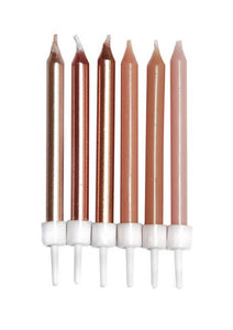 Anniversary House Candles with Holders - Metallic  Neutral Mix