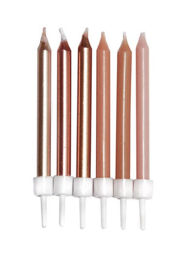 Anniversary House Candles with Holders - Metallic  Neutral Mix