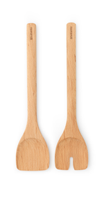 Brabantia Profile Wooden Salad Servers, Set of 2 - Beech Wood