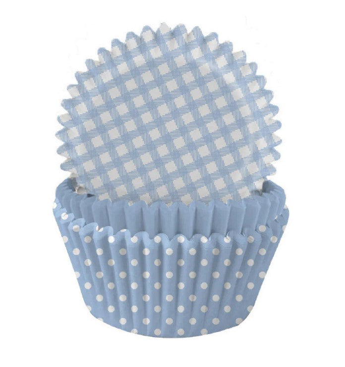 Creative Party Cupcake Cases - Blue Gingham & Polka Dot
