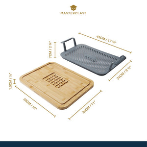 MasterClass 2 Piece Roast And Rest Set With Handles, Silicone Rack Resting Board To Carve and Serve