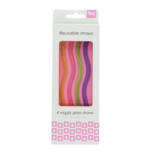 Load image into Gallery viewer, Rex London Glass Straws Wiggly Multi- colour Set of 4
