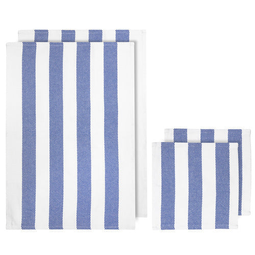 Ladelle Stripe Kitchen Towels and Dishcloths - Set of 4, Blue