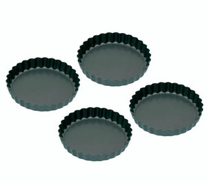 KitchenCraft Set of Four Non-Stick Mini Fluted Flan Tins