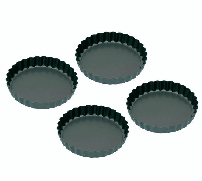 KitchenCraft Set of Four Non-Stick Mini Fluted Flan Tins