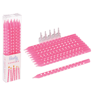 Rex Pink Spotty Party Candles - Pack of 10