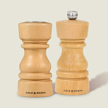 Load image into Gallery viewer, Cole &amp; Mason London Salt Shaker &amp; Pepper Mill Set, Beech 130mm
