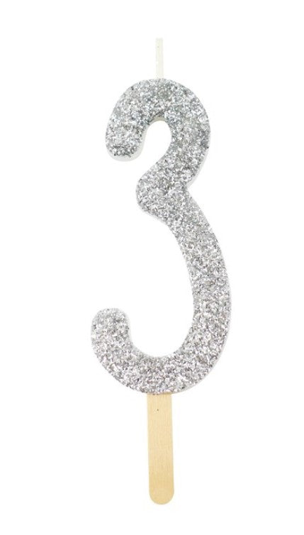 PME Birthday Candle - Silver No. 3