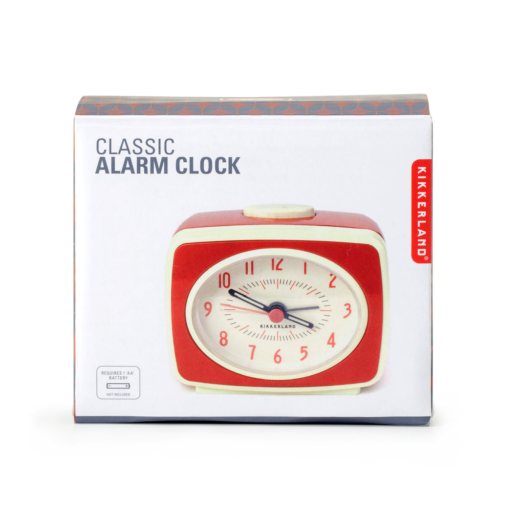 Kikkerland Small Classic Alarm Clock - Red