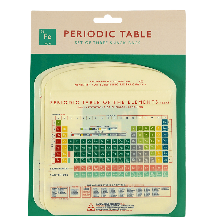 Rex Set of 3 Snack Bags - Periodic Table