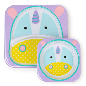 Zoo Melamine Plate & Bowl Set - Unicorn