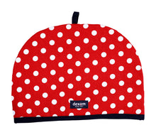 Load image into Gallery viewer, Dexam Polka 6 Cup Tea Cosy - Red with Navy Trim
