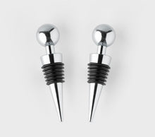 Load image into Gallery viewer, Taylor&#39;s Eye Witness Taproom Two Piece Chrome Ball Bottle Stopper Set
