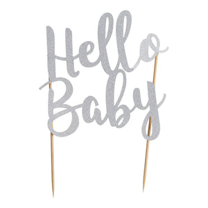 Mason Cash Silver Cake Topper - Hello Baby