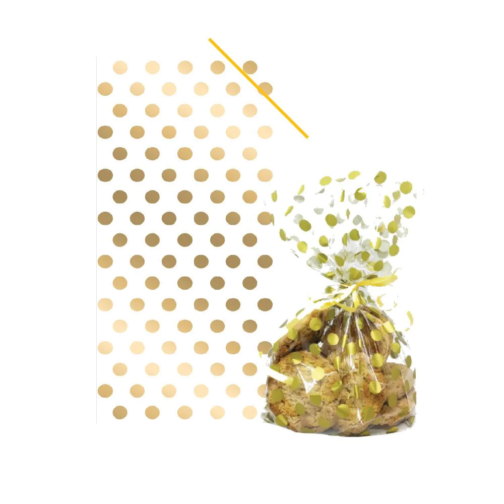 Anniversary House Treat Bags Gold Polka Dots