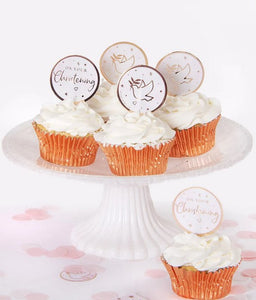 Creative Party Christening Cupcake Toppers Pink