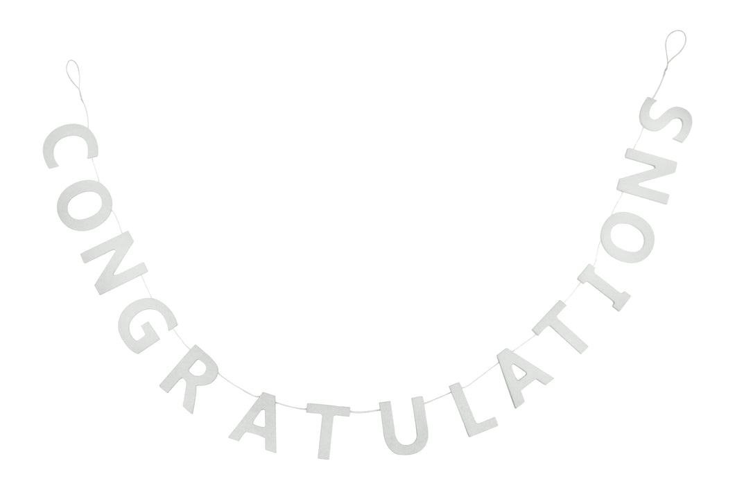 “Congratulations” White Wooden Bunting