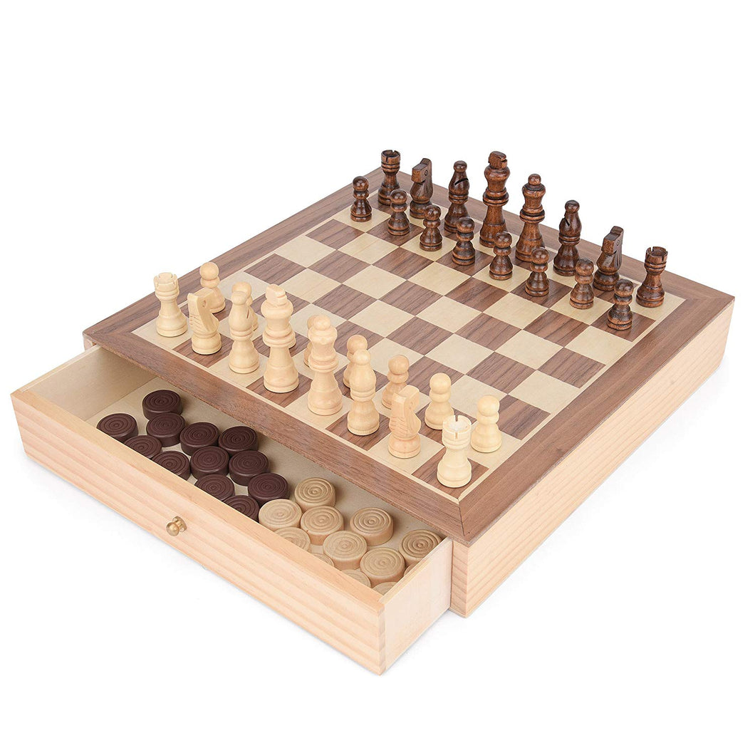 Chess & Draughts 2 in 1 Board with Drawer