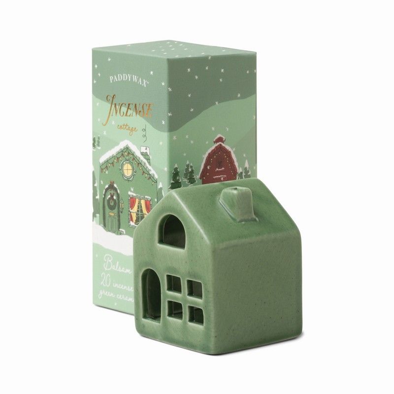 Ceramic Cottage Incense Holder - Green