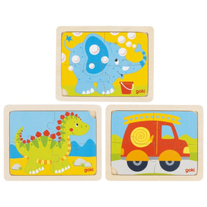 Goki Dino, Elephant & Fire Truck Puzzle
