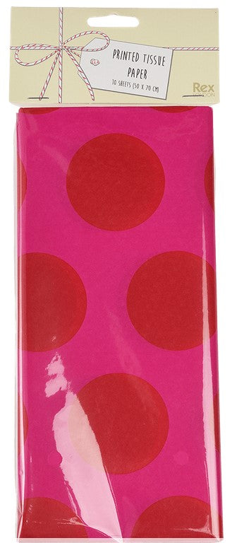 Rex Tissue Paper (10 Sheets) - Red On Pink Spotlight