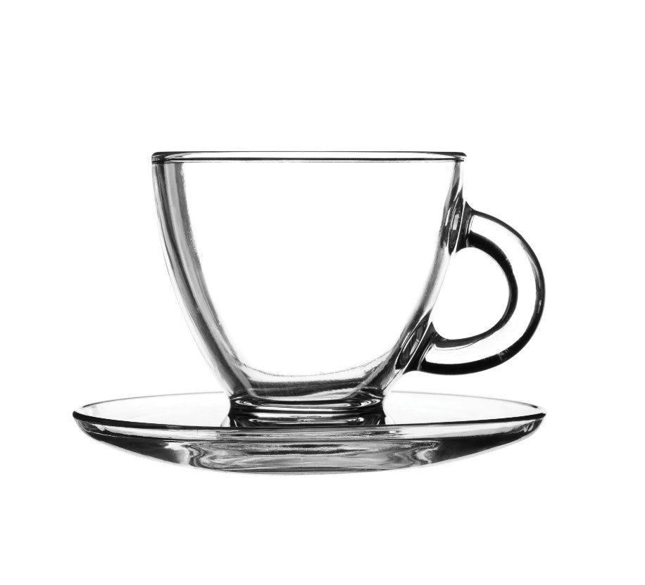 Ravenhead Entertain Glass Cappuccino Cup and Saucer - Set Of 2