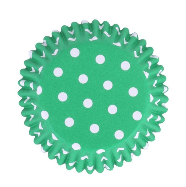 PME Cupcake Cases Foil Lined - Green Polka Dots