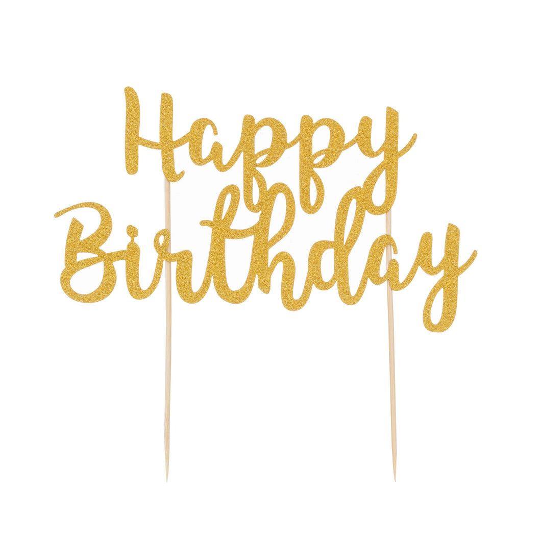 Mason Cash Cake Topper - Happy Birthday, Gold