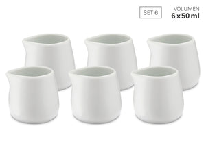 Weis Mini Milk Jug White Porcelain 50ml Set of 6