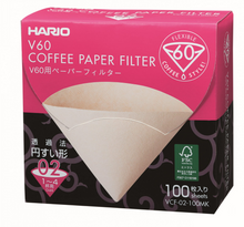 Load image into Gallery viewer, Hario V60 Coffee Filter Papers Size 02 - Brown - (100 Pack Boxed)
