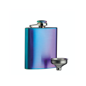 BarCraft Exotic Rainbow Hip Flask with Funnel