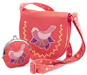 Embroidered Bird Bag and Purse