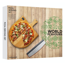 Load image into Gallery viewer, World of Flavours Italian Pizza Board and Knife Serving Set
