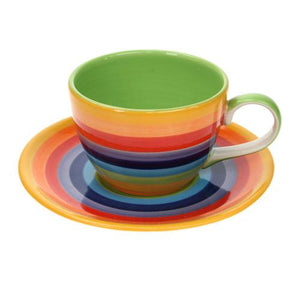 Rainbow Coffee Cup and Saucer
