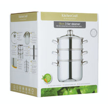 Load image into Gallery viewer, KitchenCraft Stainless Steel Three Tier Steamer - 18cm

