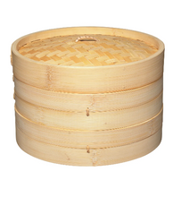 Load image into Gallery viewer, World of Flavours Two Tier Bamboo Steamer - 25cm
