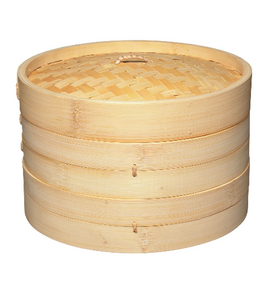 World of Flavours Two Tier Bamboo Steamer - 25cm