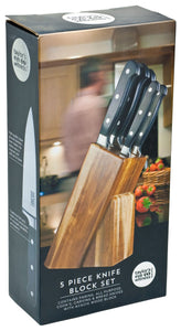 Taylor's Eye Witness Acacia Knife Block and 5 Piece Knife Set