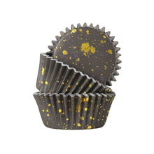 Load image into Gallery viewer, Cupcake Cases Foil Lined &ndash; Black &amp; Gold Flecks
