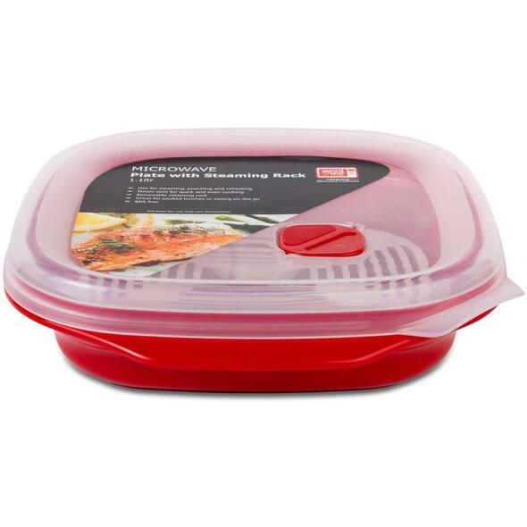 Lock & Lock Microwave Plate with Steaming Rack - 1.1L